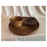 Larry Nissley Turned Wood Platter w/ Bowls