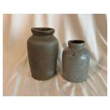 (2) Stoneware Canisters