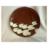 Contemporary Sheep Decorated Redware Plate