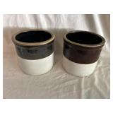 (2) Tutone Straight Storage Crocks