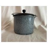Gray Agateware Berry Pail