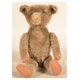 17" Antique Dark Grey Mohair Jointed Teddy Bear