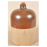4-Gallon Stoneware Brown & White Whiskey Jug