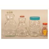 Vintage Glass Advertising Teddy Bear Banks/Bottles