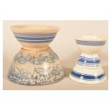 Blue & White-Banded Vintage Mixing Bowls