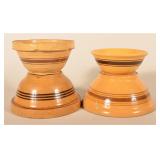 4 Vintage Brown-Banded Yellowware Bowls