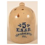 5-Gallon E.S. & B New Brighton, PA Stenciled Jug