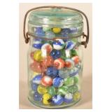 Glass Atlas Canning Jar w/ Marbles