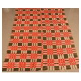 Antique Wool Overshot Center Seam PA Coverlet