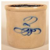 2-Gallon Salt-Glazed Freehand-Decorated Crock
