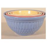 Graduated Set of Vintage Kitchen Pottery Bowls