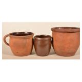3 Antique Pennsylvania Redware Crocks