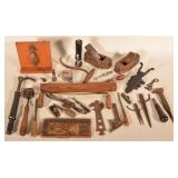 Cast Iron Victorian Thumb Latch, Boot Jack & Tools