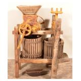 Large Wood & Cast Iron Double Fruit/Grape Press
