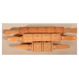 3 Wood Springerle Cookie Vintage Rolling Pins