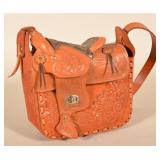 Vintage Tooled Leather Western Handbag