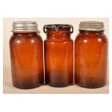 Amber Glass Fruit/Canning Vintage Jars