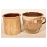 2 Pieces Antique Salt-Glazed Stoneware Crocks