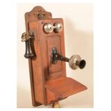 1920s Kellogg Hand-Cranked Oak Wall Telephone