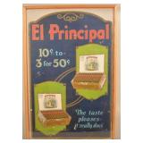 Excellent Large El Principal Cardboard Cigar Sign