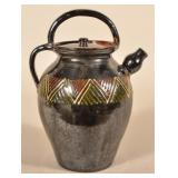 Vintage Earthenware Glazed Lidded Jug
