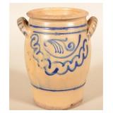 Freehand-Decorated German Stoneware Crock