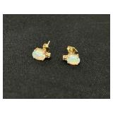 14K & Diamond Opal Earrings
