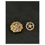 (2) 10K Eastern Star Pins