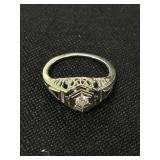 14K Filigree Sapphire & Diamond Ring