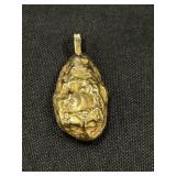 14K Gold Nugget Pendant Man Made