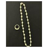 Jade Necklace & Ring w/ 14K Accents