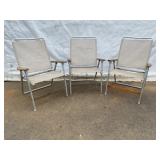 3 Metal and Mesh Folding Patio Chairs