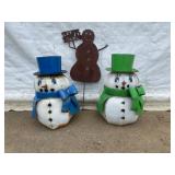 2 Metal Snowman Yard Decorations