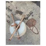 Antique Stone Grinding Wheel with Metal Stand