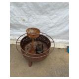 Metal Outdoor Fire Pit with Oil Lantern