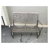 Metal Outdoor Bench With Floral Backrest