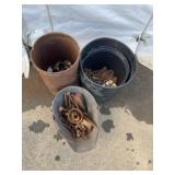 Three Buckets Assorted Scrap Metal Parts