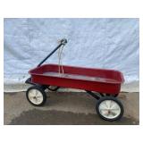 Red Metal Pull Wagon With Steel Handle