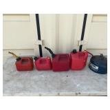 Five Portable Gasoline and Kerosene Cans