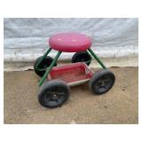 Rolling Garden Stool With Plastic Tray And Wheels