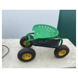 Green Rolling Garden Work Seat With Tray