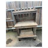 Rustic Wood Potting Bench with Shelf