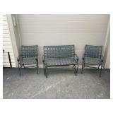 Metal Patio Set: Loveseat And 2 Armchairs