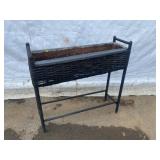 Wicker and Metal Standing Rectangular Planter