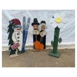 Decorative Wooden Outdoor Holiday Figures Set