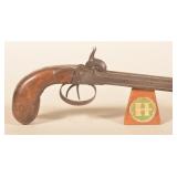 Unmarked .40 cal. Double Barrel Percussion Pistol