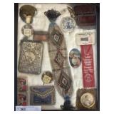 Riker Mount w/ Purses, Beadwork & Promo Items