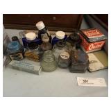 Assortment of Glass Ink Bottles