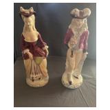 (2) Unmarked Staffordshire Porcelain Figurines
