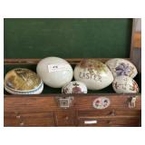 Paint Decorated Milk Glass Eggs & Candy Container